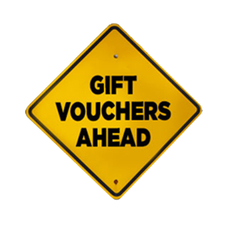 Yellow signage about gift vouchers