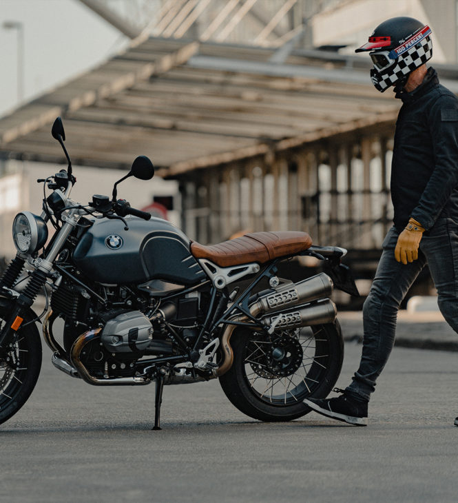 Biker getting ready for licence training