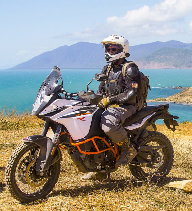 Motorcycle rider on touring motorbike