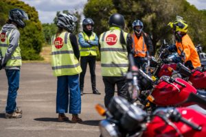 Bikers meeting about licence training