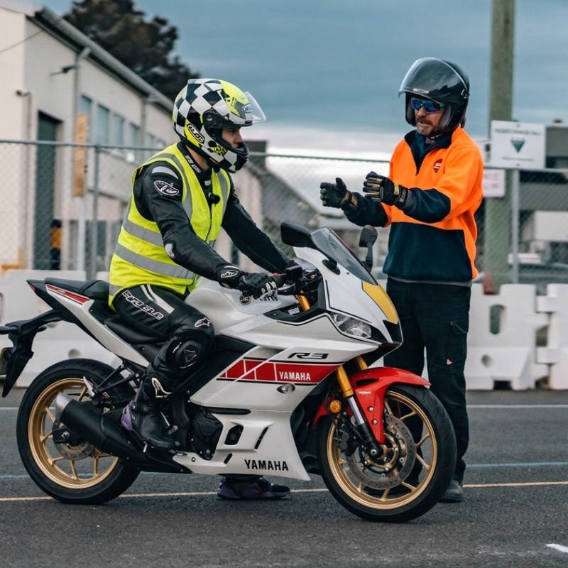 Motorcyclist on range